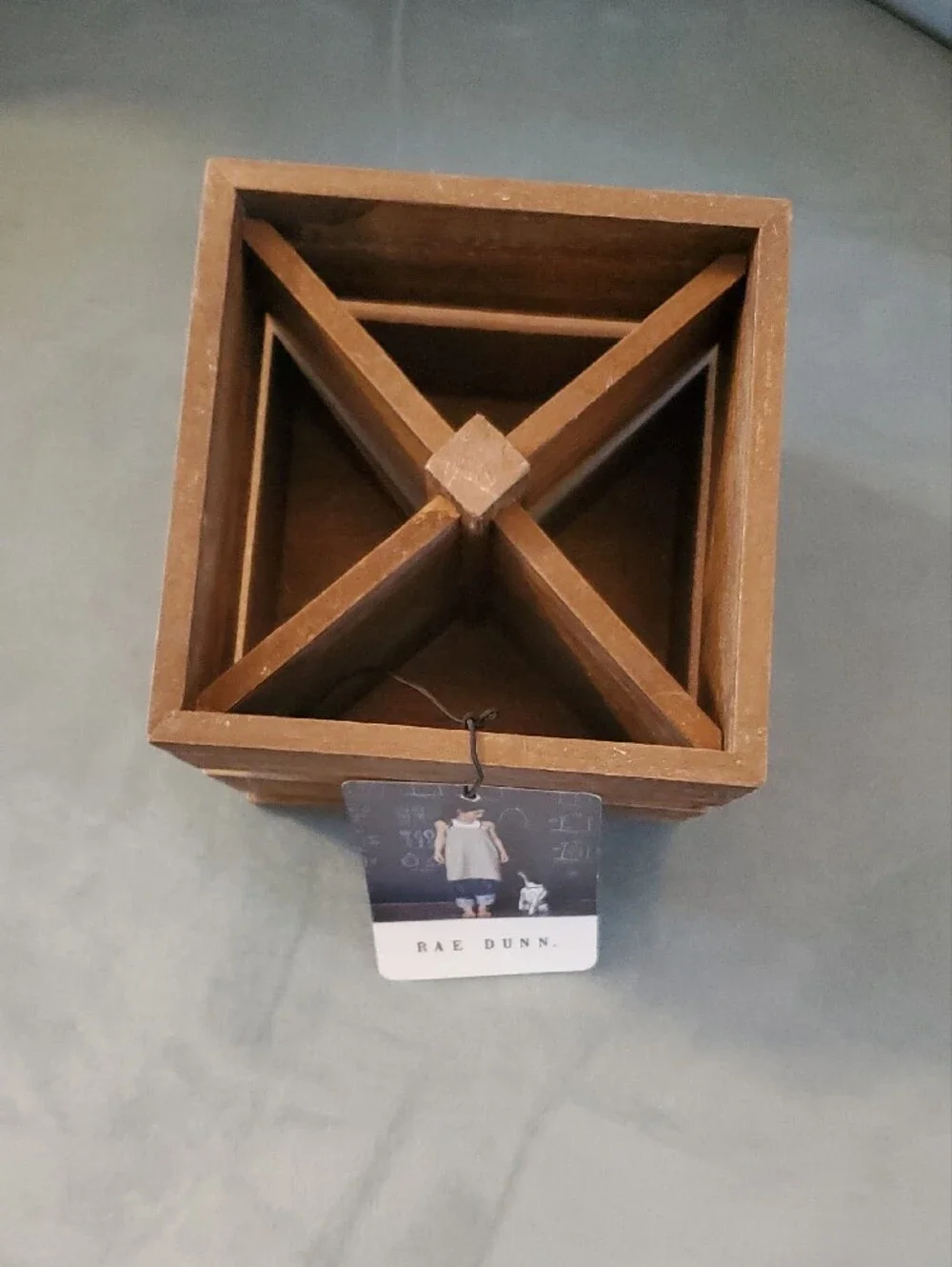 Rae Dunn Brown Wood Desk Organizer with Tag